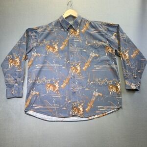 K Outdoors Men's Deer/Bow & Arrow Print Long Sleeve Button Up Shirt Size XL